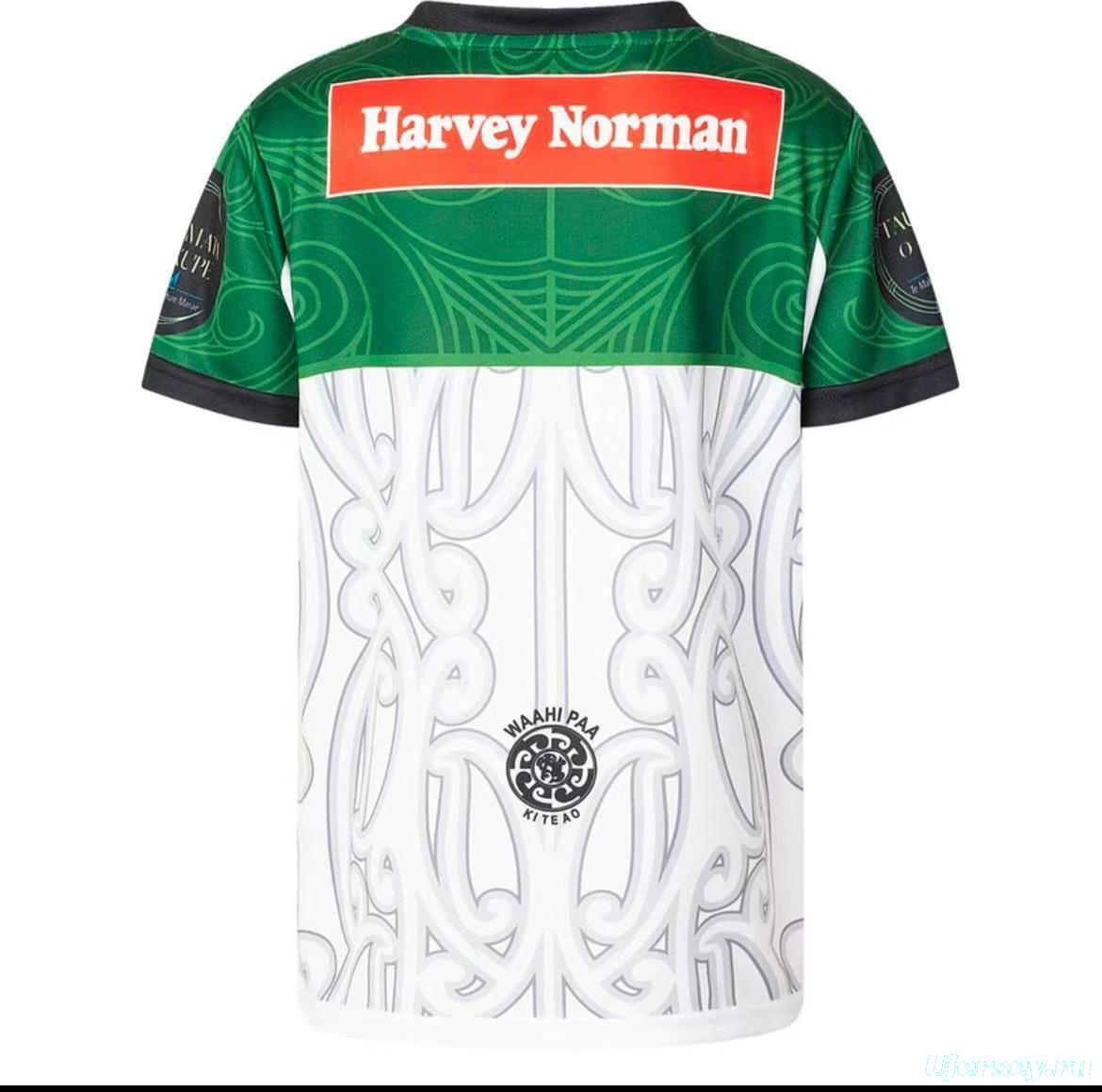 2026 NRL Maori All Stars White with Green Maori Art Pattern Jersey