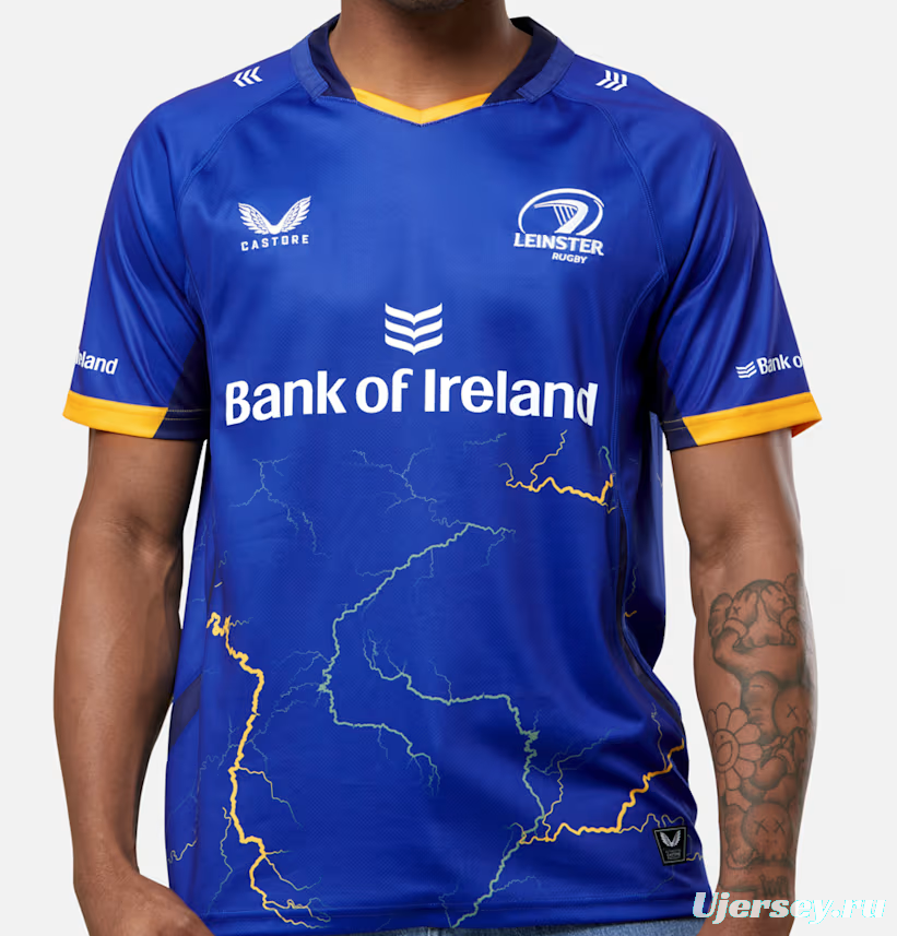 25/26 Leinster Rugby Blue with Lightning Map Pattern Jersey