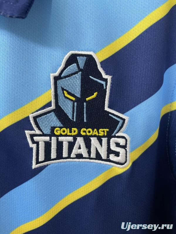 25/26 Gold Coast Titans Navy Blue with Sky Blue and Gold Chevrons Jersey