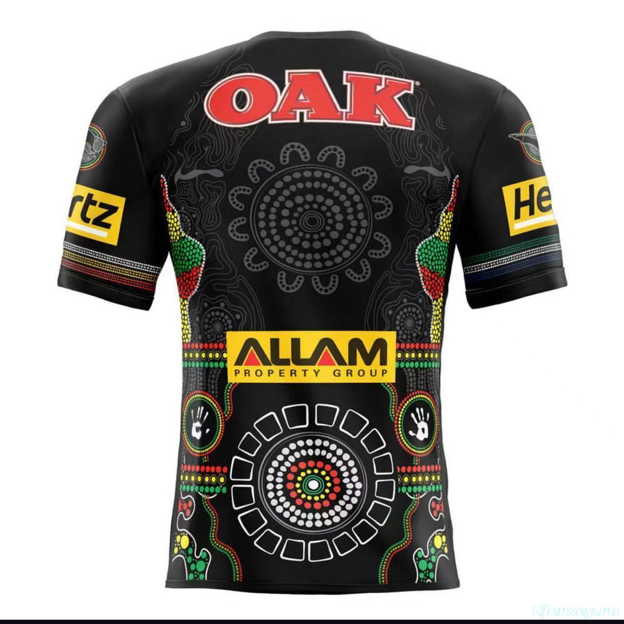 25/26 Penrith Panthers Black with Indigenous Art Design Jersey