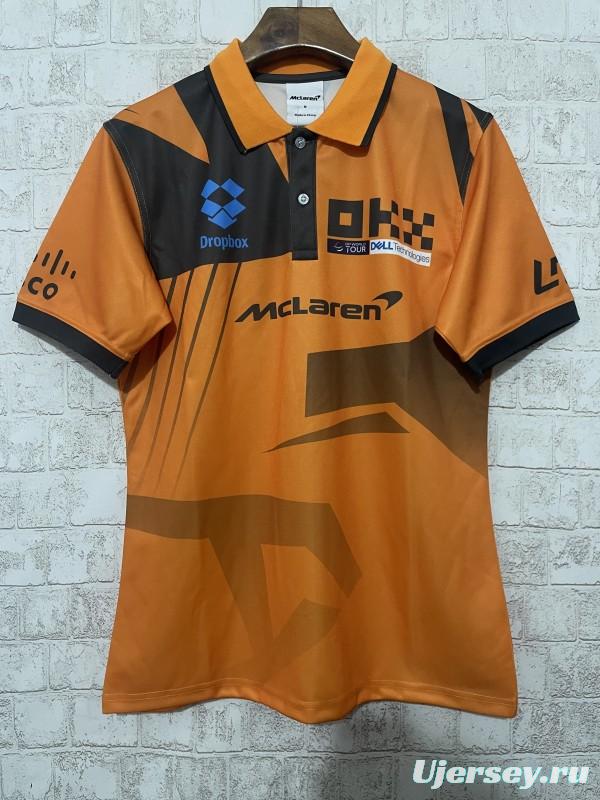 2024 F1  McLaren Racing Papaya Orange with Black Diagonal Stripe Motorsports Polo
