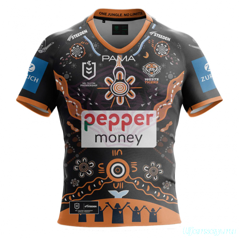 25/26 Wests Tigers Black with Indigenous Art Jersey