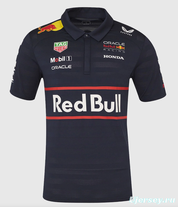 2026 F1 Oracle Red Bull Racing Navy with Red Stripes Polo Shirt