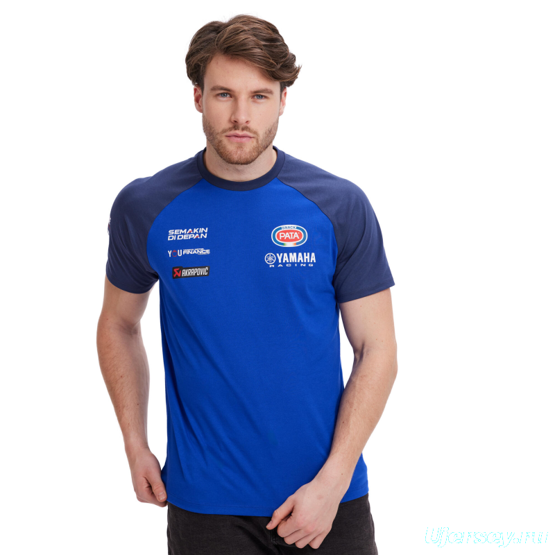2025 F1 Yamaha PATA Racing Team Blue with Navy Raglan Sleeves Jersey