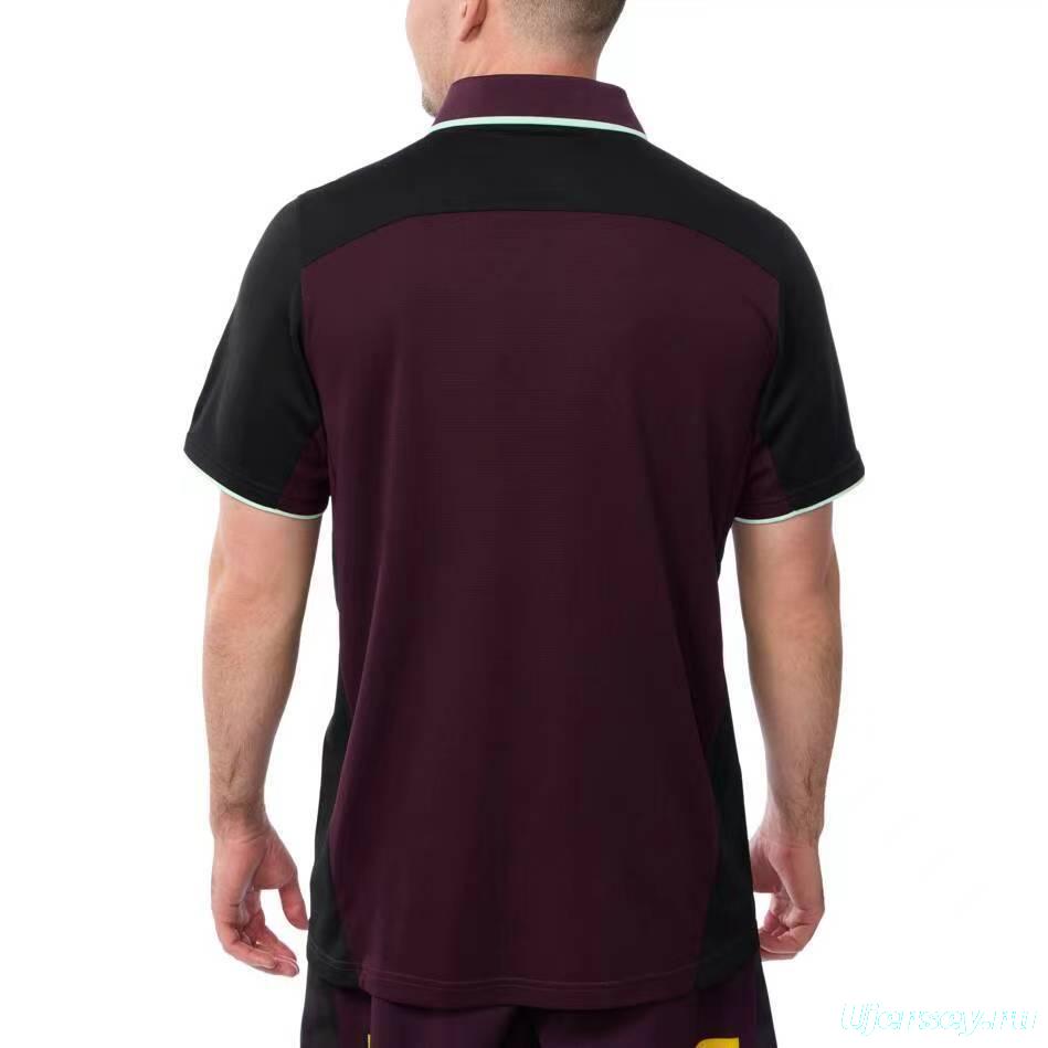 25/26 Brisbane Broncos Maroon with Black Sleeves Polo Shirt
