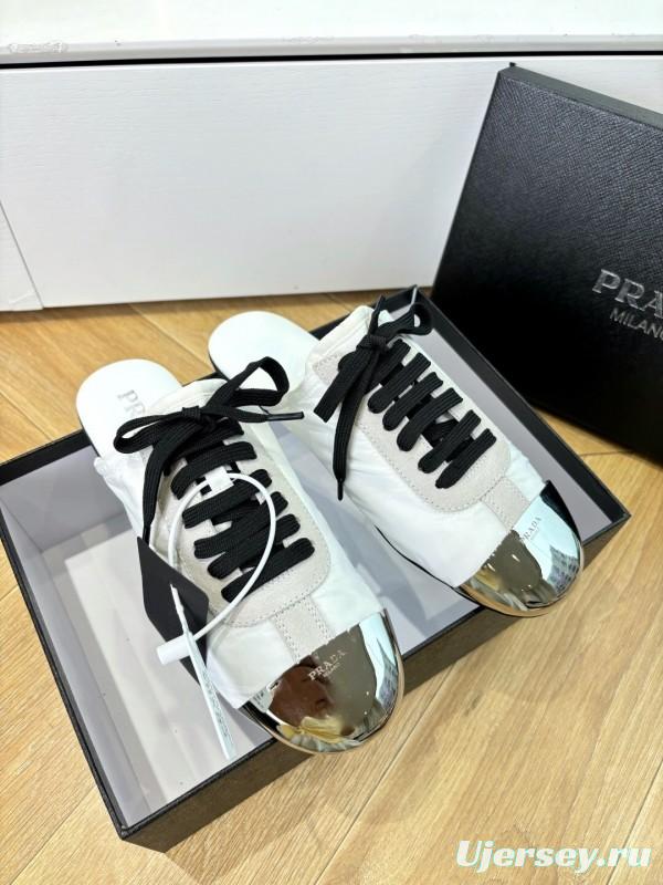Prada Metal Toe Thin Sole Trainer Casual Shoes - LY00270