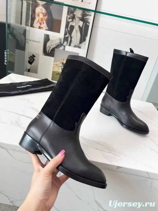 Adidas 2025 SS Suede Color-Block Slip-On Equestrian Boots Retro Western Cowboy Boots - LY00350