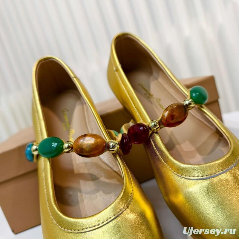 Gianvito Rossi Bohemian Style Turquoise Flat Ballet Shoes - LY00320