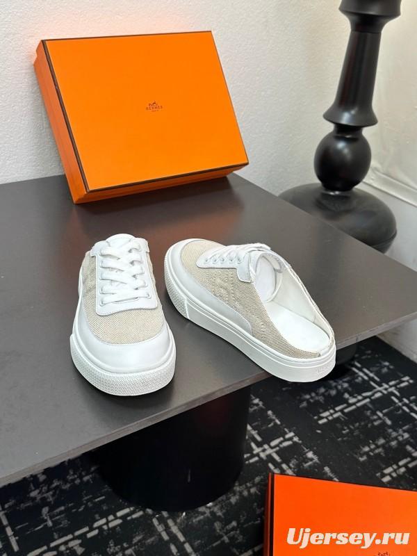 Hermès Deep Series Couple White Sneakers Casual Skate Shoes - AS00320
