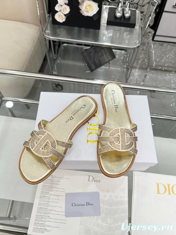 Dior D-Lane Sandals Hollow-out Monogram Flat Slides - LY00220/LY00260