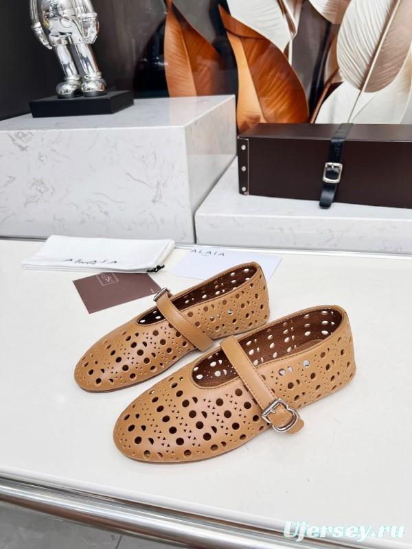 Alaia 2025/SS Perforated Ballet Flats - LY00320