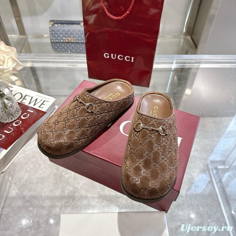 Gucci Leather GG Embossed Horsebit Mule Sandals - LY00240