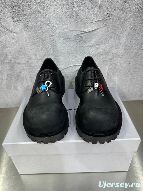 Adidas Derby Shoe, Slightly Asymmetrical Round Toe Lace-Up, Imported Cowhide Leather - AS00460