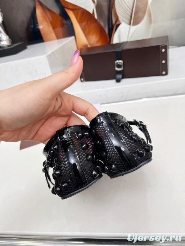 Alaia 2025/SS Beaded Hollow-out Ballet Shoes with Built-in Arch Support - LY00280