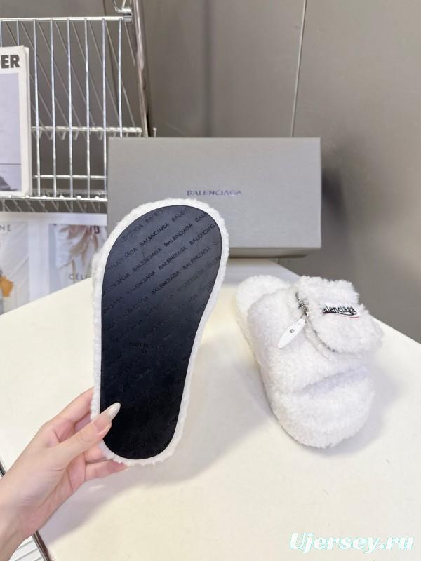 Balenciaga 2025 SS Couple Edition Coca-Cola Fur Slides - KFY00230