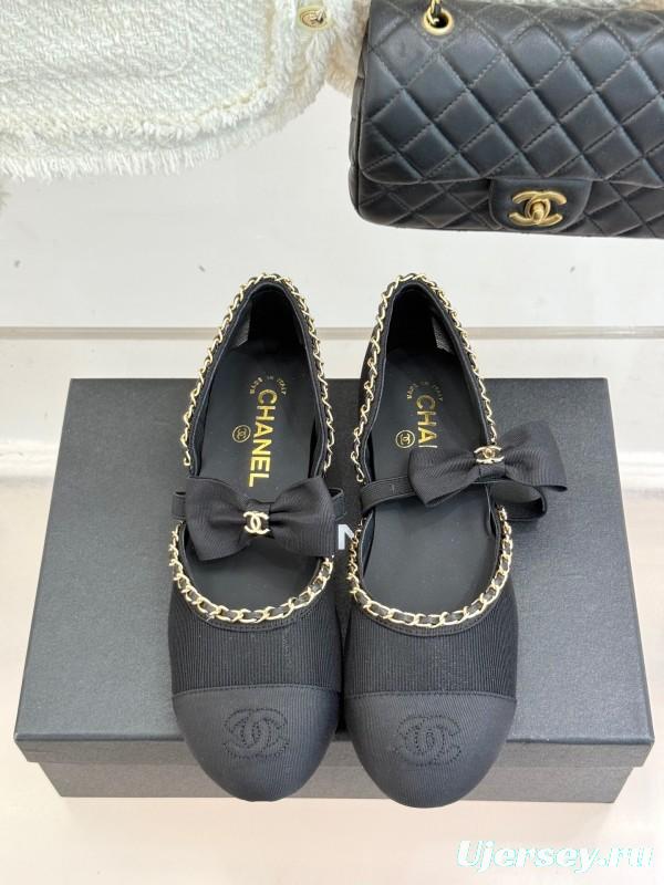 Chanel Spring Summer 2025 Hollow Chain Bow Mary Jane Shoes - KFY00290/KFY00300
