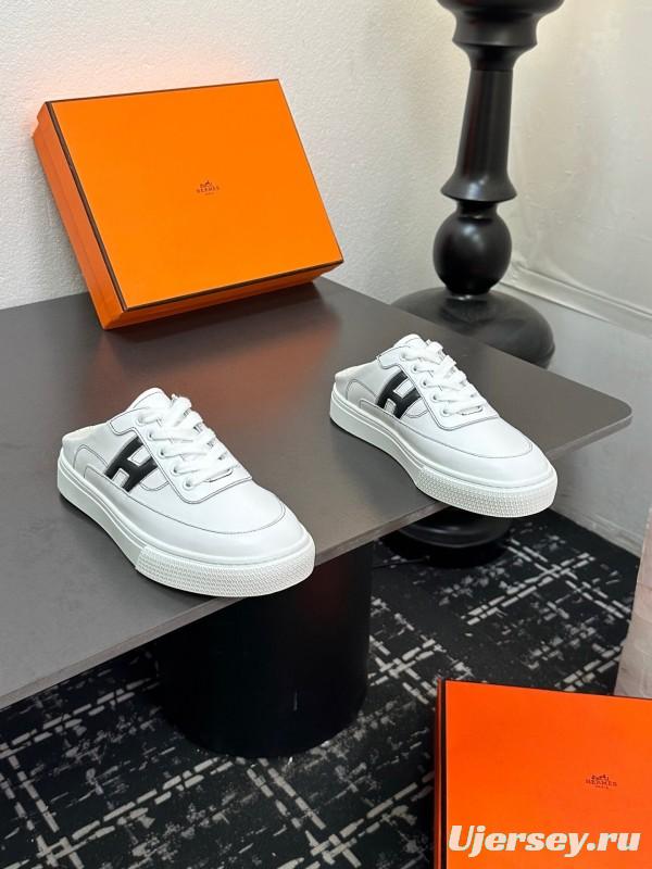 Hermès Deep Series Couple White Sneakers Casual Skate Shoes - AS00320