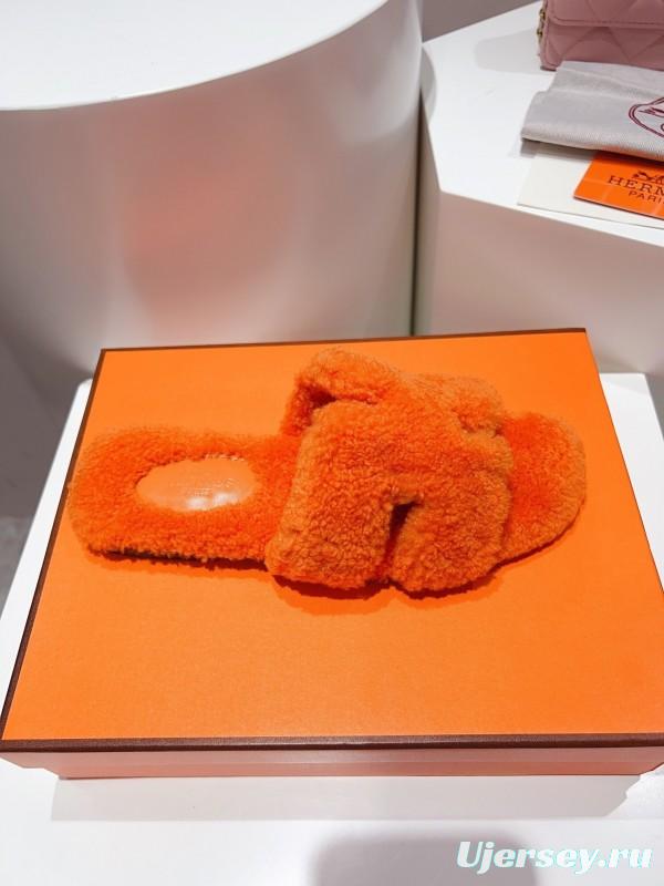 H Teddy Wool H Slippers Flat Sole Winter Edition - LY00240