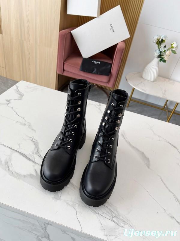 CELINE 2025/ss Triomphe Ankle Boots with 5cm Heel - L Y00340