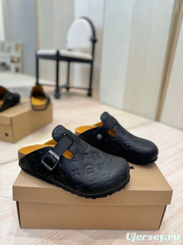 Louis Vuitton Louis Vuitton × BIRKENSTOCK Collaboration Boston Closed-Toe Soft Sole Mule Slippers - KFY00300