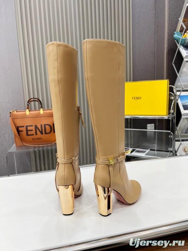 FENDI Delfina Round Toe Boots with FF Buckle - LY00520