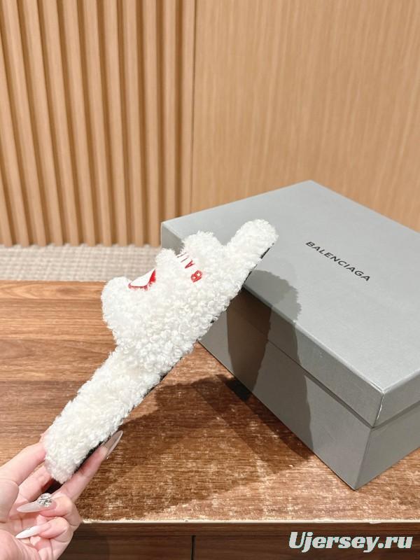 Balenciaga 2025 SS Qixi Limited Series Letter Embroidery Platform Shearling Slippers - AS00200