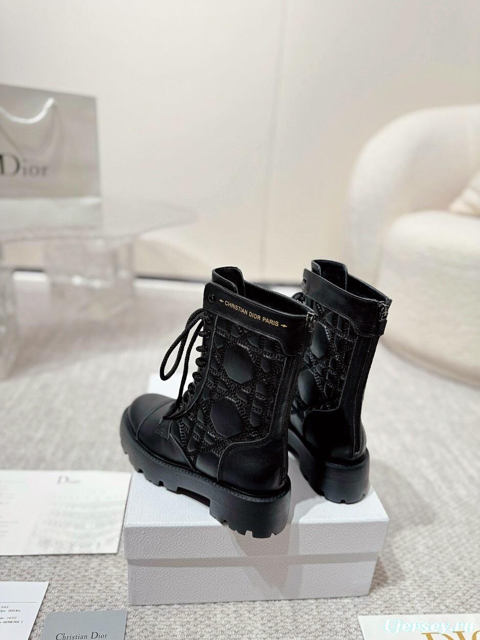 DIOR CHRONO Embroidered Motorcycle Ankle Boots - LY00390