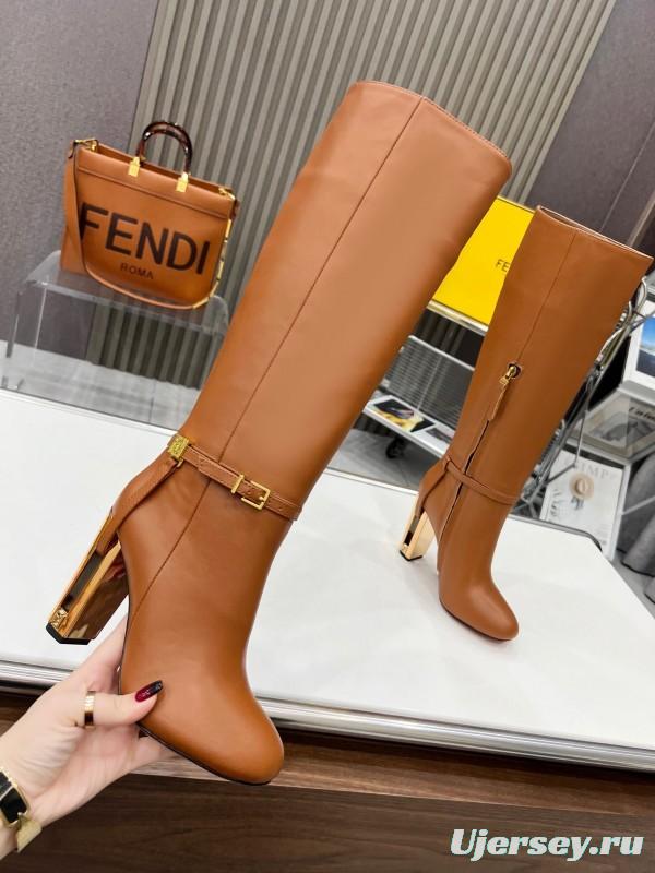 FENDI Delfina Round Toe Boots with FF Buckle - LY00520