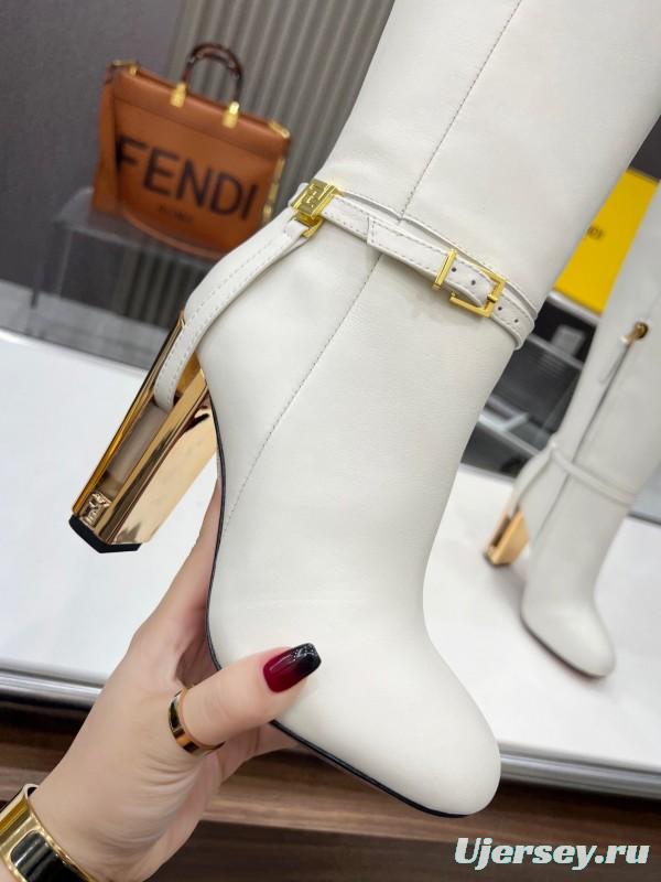 FENDI Delfina Round Toe Boots with FF Buckle - LY00520