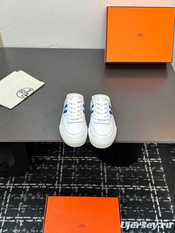 Hermès Deep Series Couple's White Sneakers Casual Skate Shoes - AS00320