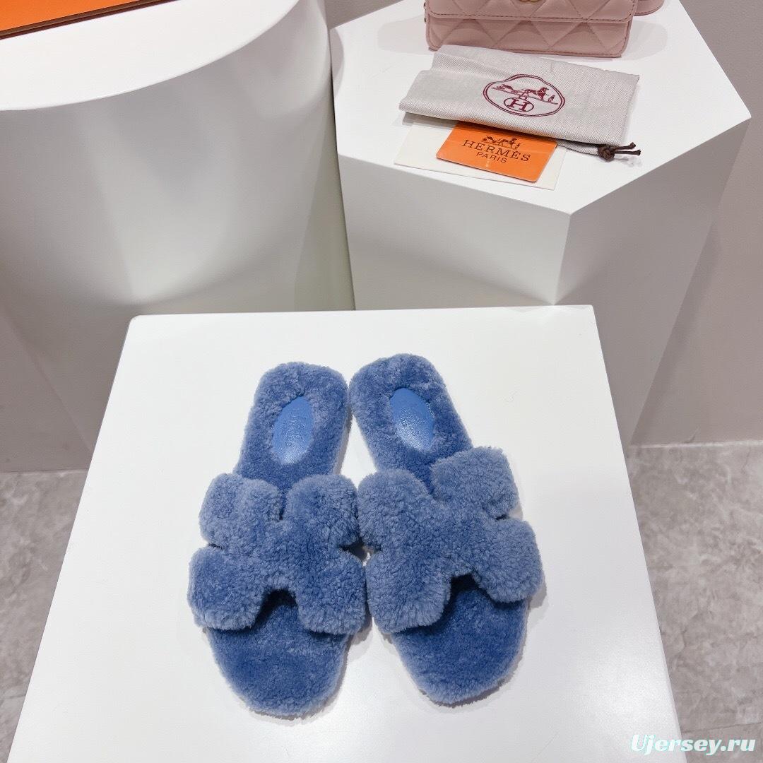 H Teddy Wool H Slippers Flat Sole Winter Edition - LY00240