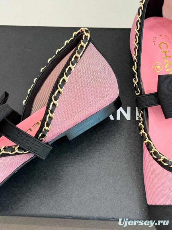 Chanel 2025 SS Hollow Chain Bow Mary Jane Shoes - KFY00290/KFY00300