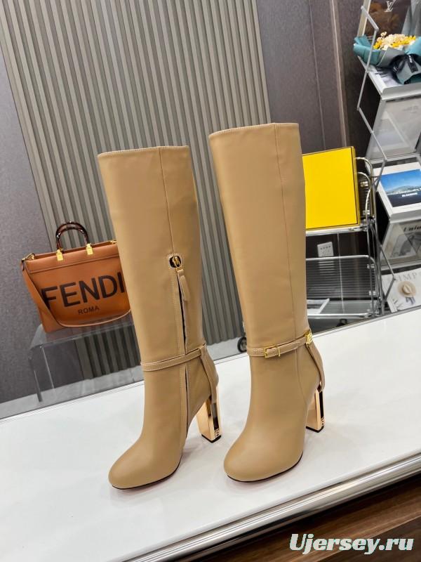 FENDI Delfina Round Toe Boots with FF Buckle - LY00520