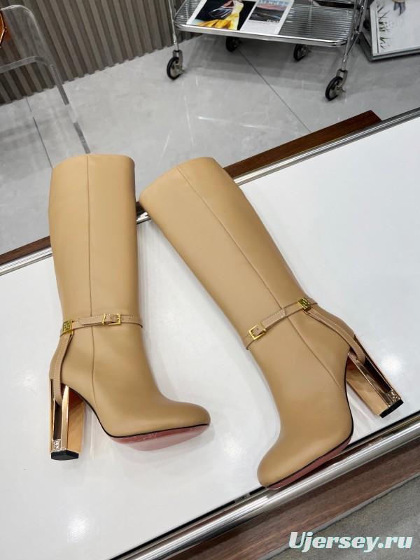 FENDI Delfina Round Toe Boots with FF Buckle - LY00520