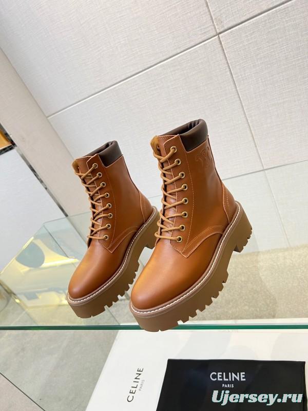 Celine BULKY TRIOMPHE Lace-Up Boots with Calfskin Upper - L Y00340