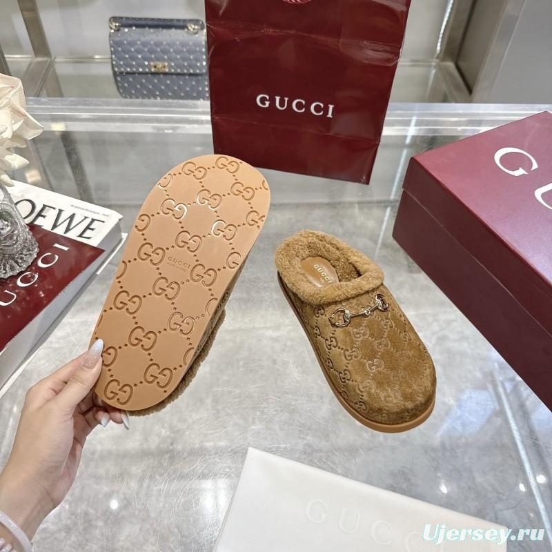 Gucci 2025 SS Autumn Winter New Suede Leather Horsebit Detail Women Wool Loafers - LY00260