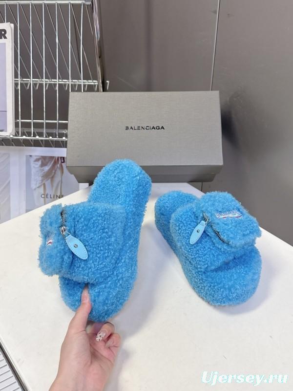 Balenciaga 2025 SS Couple Edition Coca-Cola Fur Slides - KFY00230