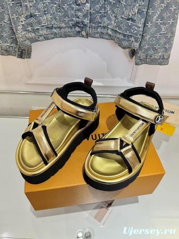 Louis Vuitton 2025/SS Latest High-End Fashion Versatile Sandals with Thick Sole Heightening and Slimming Effect - LY00