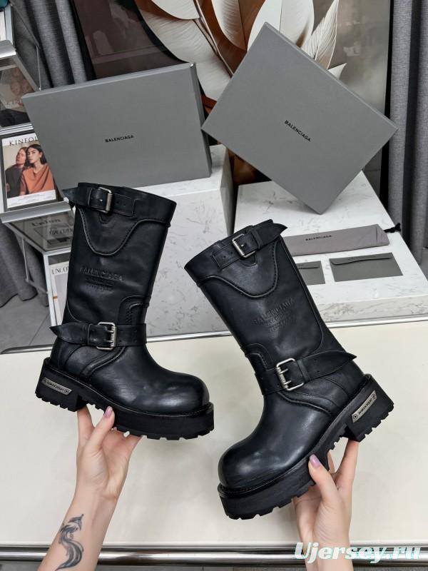 Banciga Paris 25FW Venom Mid-Calf Boots Punk Motorcycle Style with Buckle and Thick Sole - LY00480