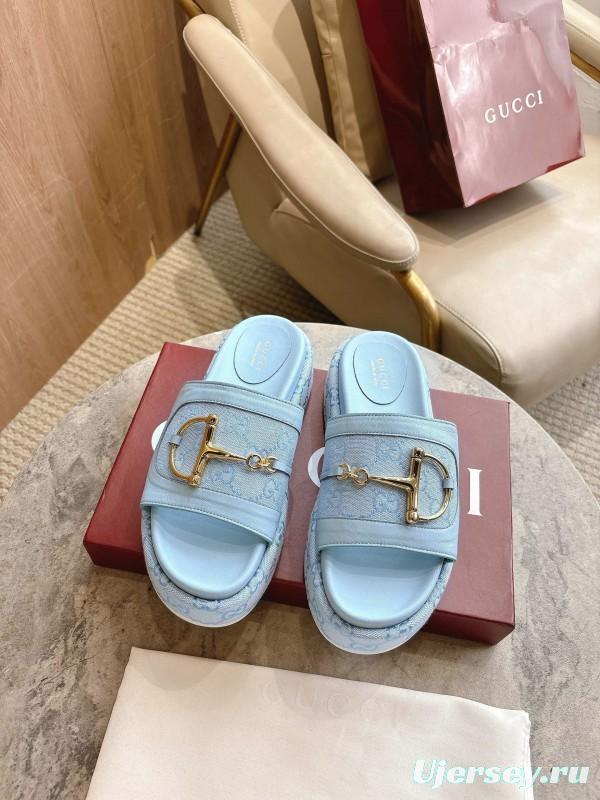 Gucci 8356-8 Women's Sandals with Horsebit Detail and Gold Hardware