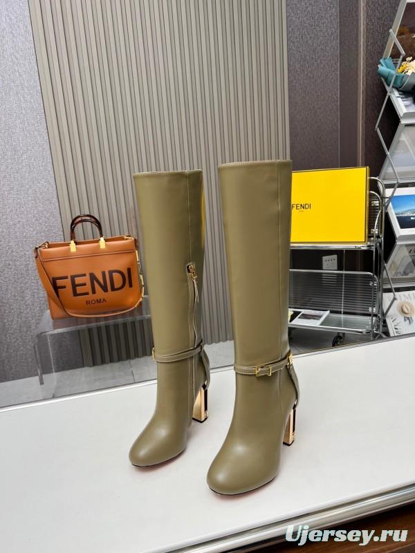 FENDI Delfina Round Toe Boots with FF Buckle - LY00520