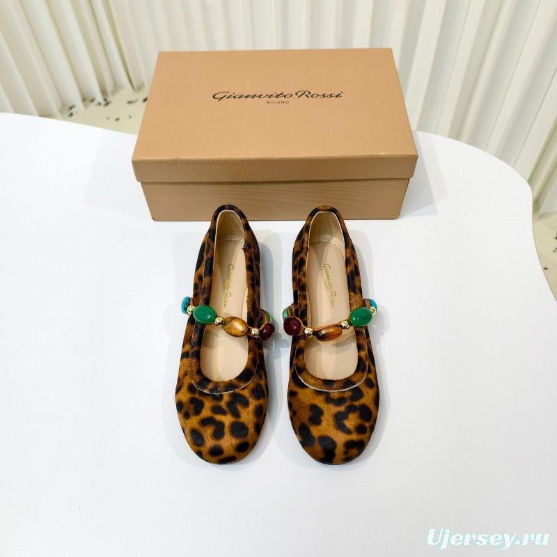 Gianvito Rossi Bohemian Style Turquoise Flat Ballet Shoes - LY00320