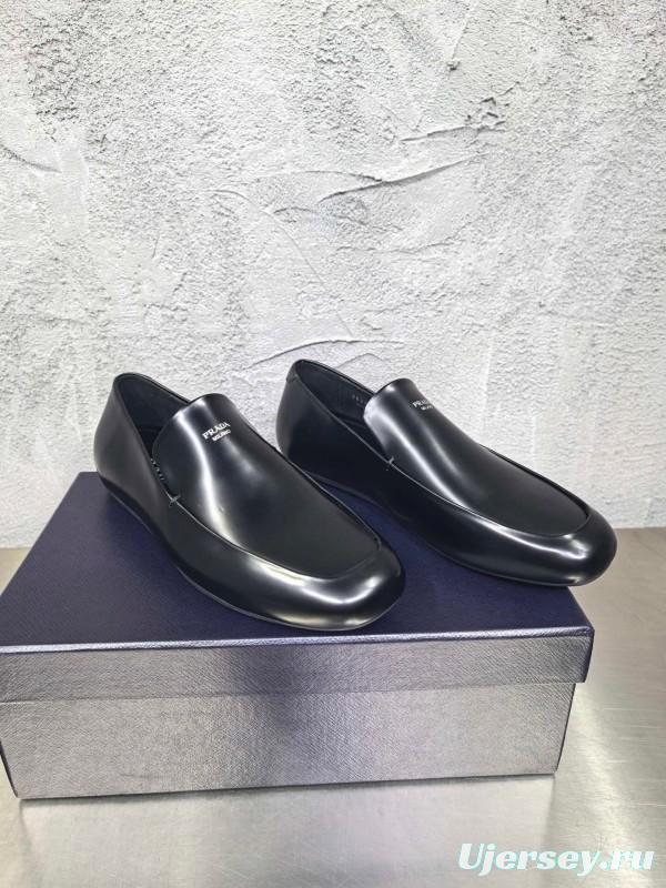 Prada Shuffle Monk Loafers Classic Retro Men's Leather Shoes - AS00380