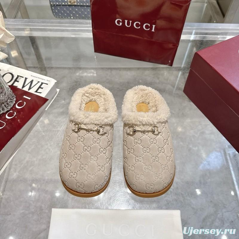 Gucci 2022/SS Women's Suede Leather Horsebit Wool Loafers - LY00260