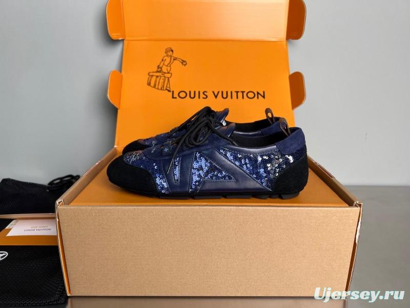 L v Sneakerina 2025/SS Ballet Round Toe Lace-Up Low Top Casual Lifestyle Shoes - YC