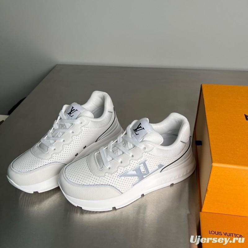 Lv Classic Leather Round Toe Lace-Up Low Top Casual Shoes - YC