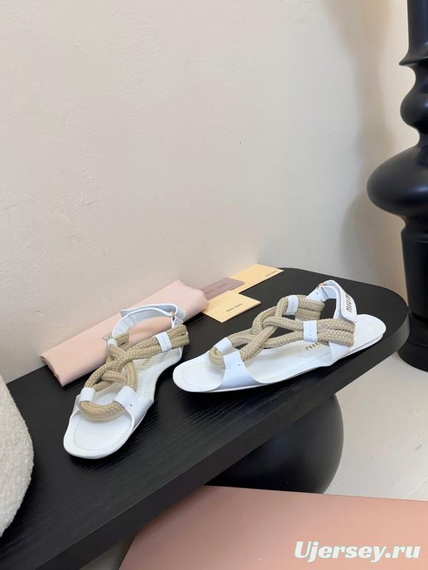 Miu 2025 SS Fashion Week Rope Woven Sandals - KFY00330