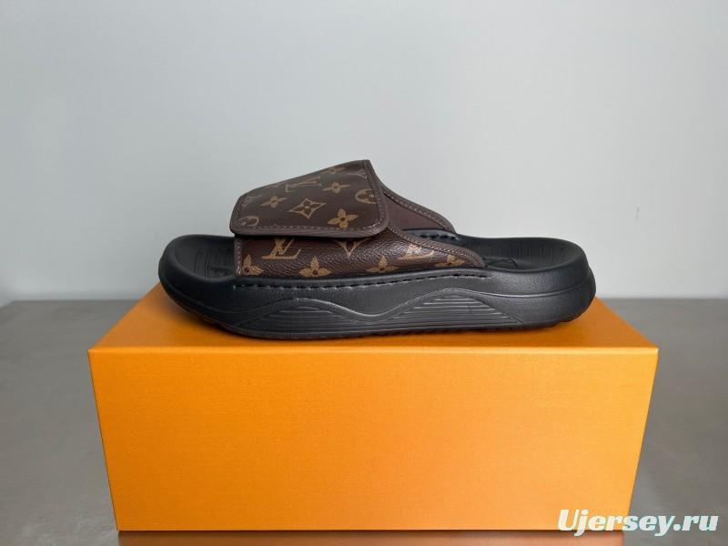 Louis Vuitton Miami Mule Slip-On Sandals with Velcro Strap - YC