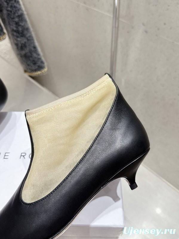 THEROW 2025SS French Retro Simple Style Mesh Kitten Heel Sandals - KFY00320