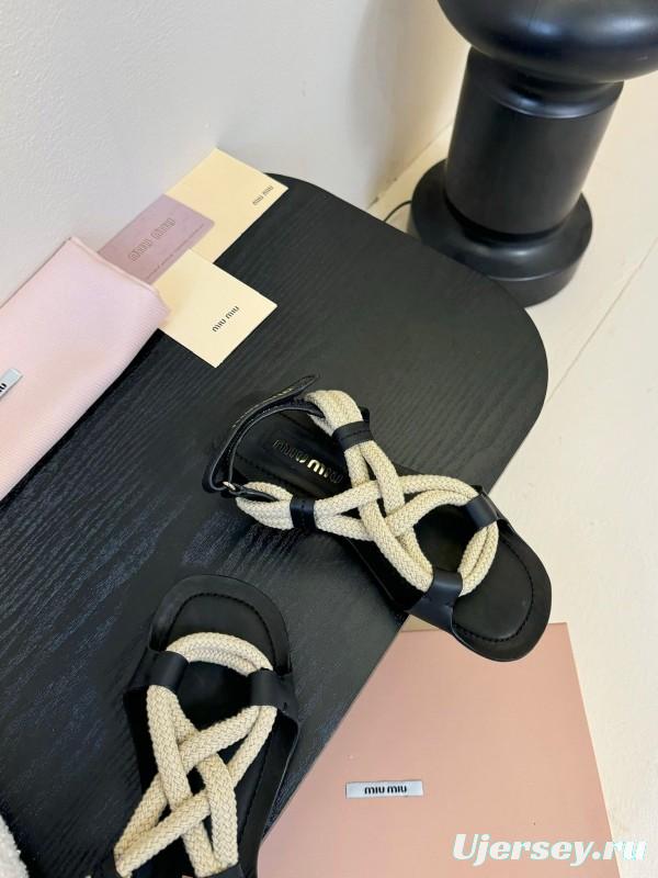 Miu 2025/SS Fashion Week Rope Woven Sandals - KFY00330